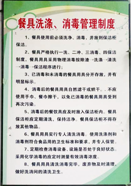 餐具洗滌、消毒管理制度