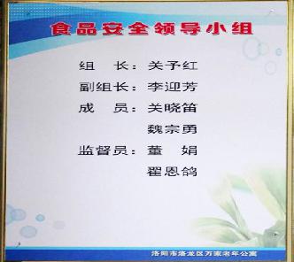食品安全領(lǐng)導(dǎo)小組成員